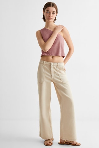 Top maille côtelée Lurex - Rose