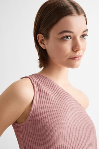 Top maille côtelée Lurex - Rose