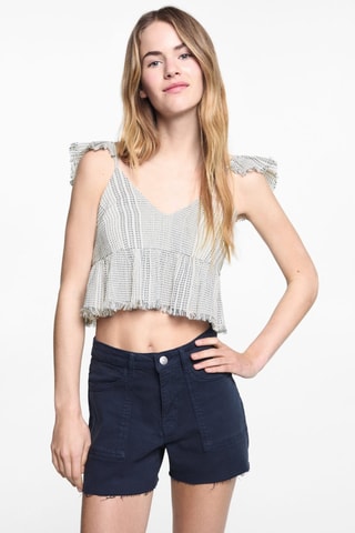 Top imprimé ouverture au dos - Blanc cassé