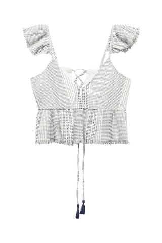 Top imprimé ouverture au dos - Blanc cassé