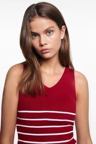 Top bretelles à rayures - Rouge