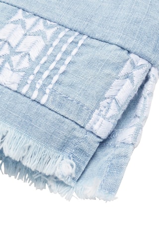 Top brodé franges - Bleu clair