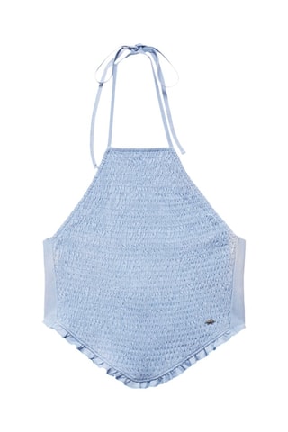 Top coton froncé - Bleu clair