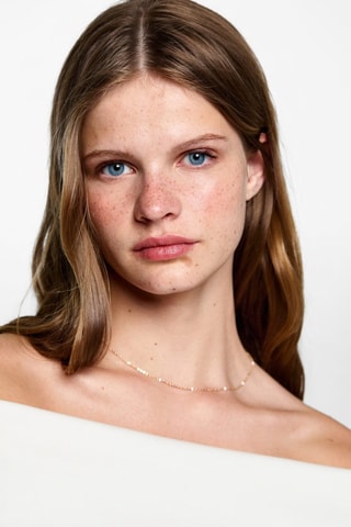 Top maille côtelée épaules dénudées - Blanc cassé