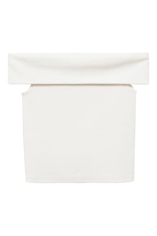 Top maille côtelée épaules dénudées - Blanc cassé