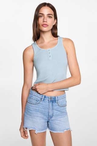 Top côtelé en coton - Bleu ciel