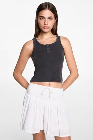 Top côtelé en coton - Anthracite