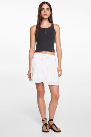 Top côtelé en coton - Anthracite