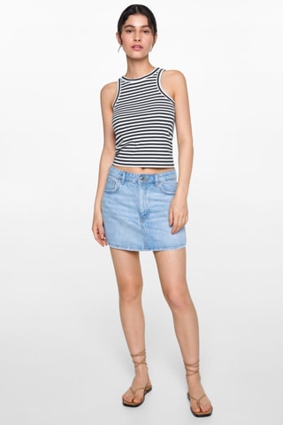 Top côtelé en coton - Bleu marine