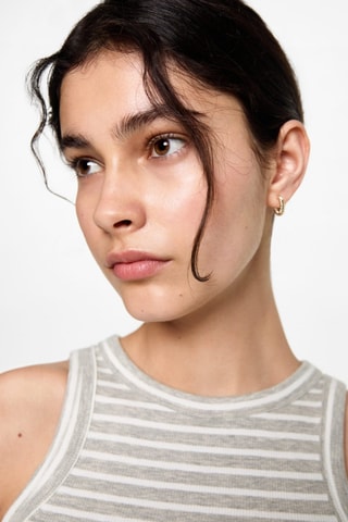 Top côtelé en coton - Gris clair chiné