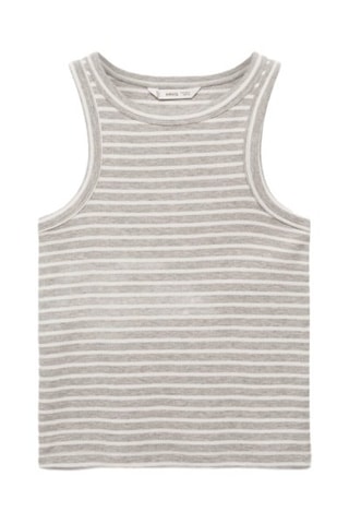 Top côtelé en coton - Gris clair chiné