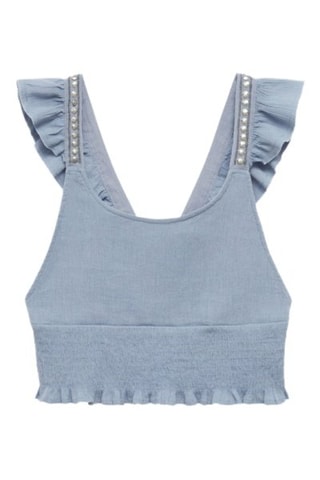 Top coton froncé - Bleu ciel