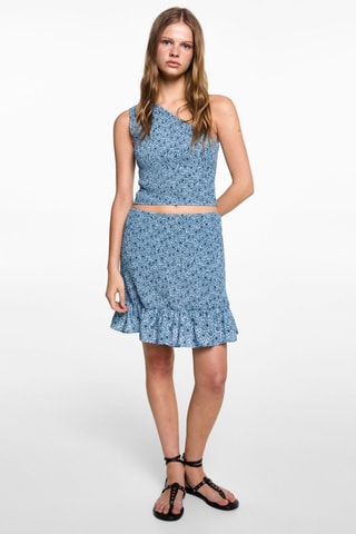 Top asymétrique imprimé - Bleu ciel