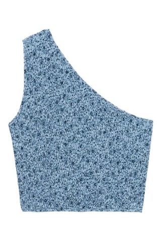 Top asymétrique imprimé - Bleu ciel