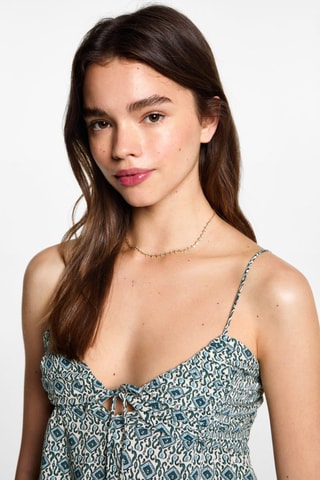 Top imprimé fluide - Ecru