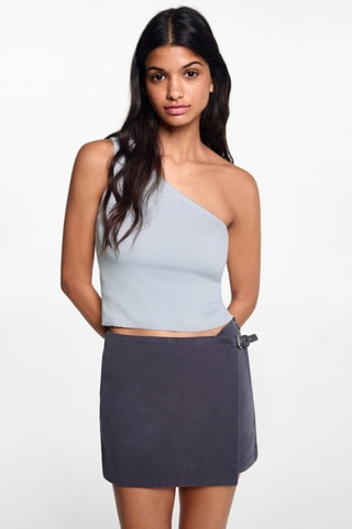 Top asymétrique Lurex - Bleu ciel