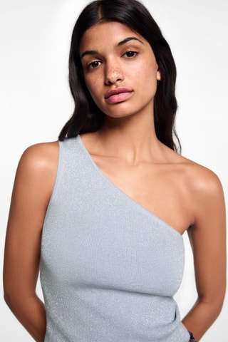 Top asymétrique Lurex - Bleu ciel