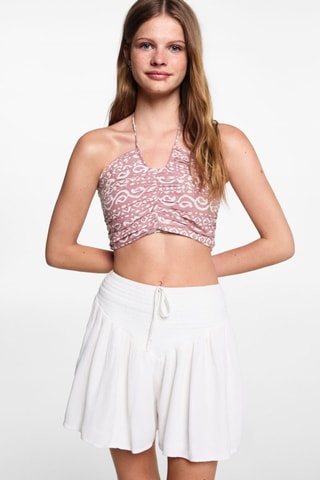 Top crop imprimé - Rose pastel