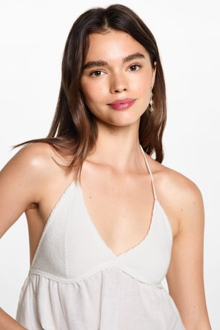 Top empiècement crochet - Blanc cassé