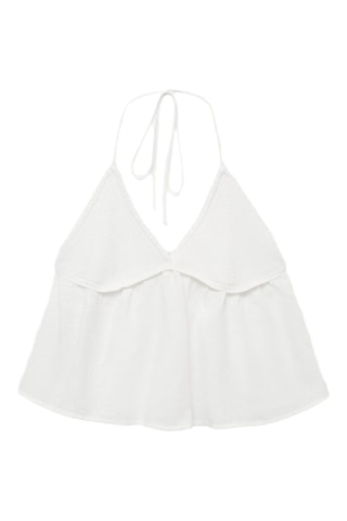 Top empiècement crochet - Blanc cassé