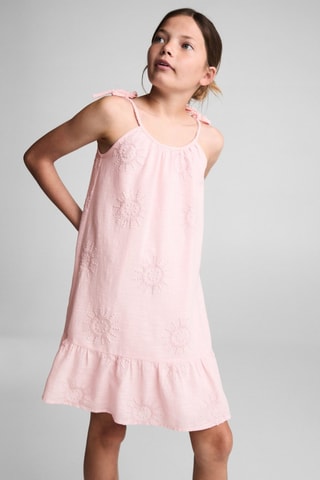 Robe détails brodés - Rose pastel