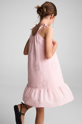 Robe détails brodés - Rose pastel