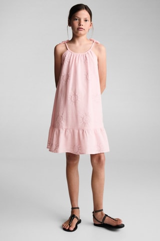 Robe détails brodés - Rose pastel