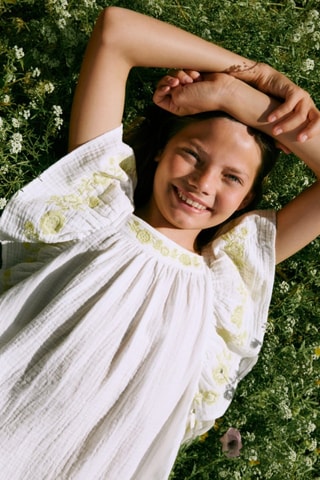 Robe détails brodés - Blanc