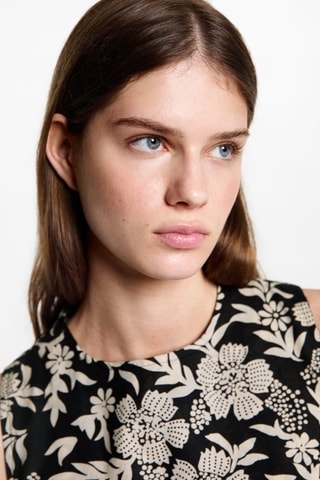 Robe fleurie froncée - Noir