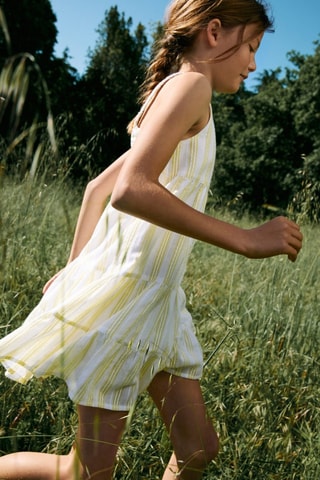 Robe rayures volants - Jaune