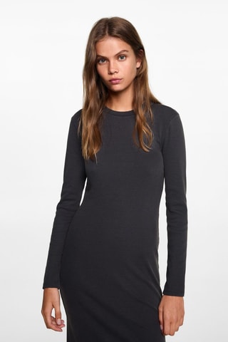 Robe maille côtelée ouverture - Anthracite