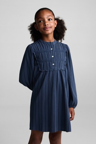Robe coton manches bouffantes - Bleu pétrole