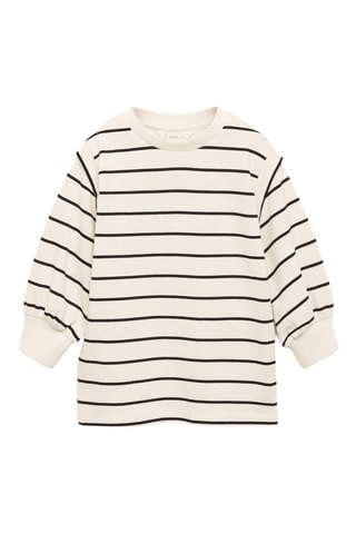 Robe coton à rayures - Écru