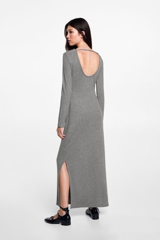 Robe midi à bords côtelés - Gris chiné