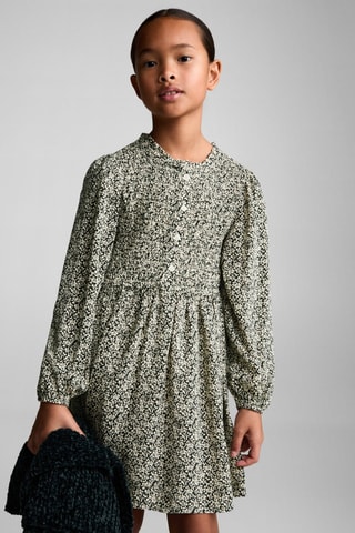 Robe imprimée boutons - Kaki