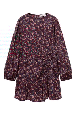 Robe fleurie froncée - Bleu marine