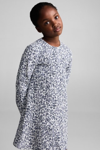 Robe plissée à fleurs - Bleu