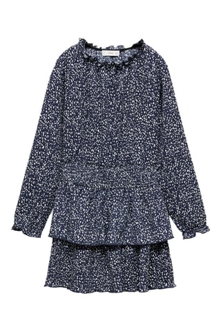 Robe imprimée à volants - Bleu marine