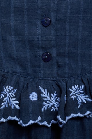 Robe carreaux détail brodé - Bleu marine