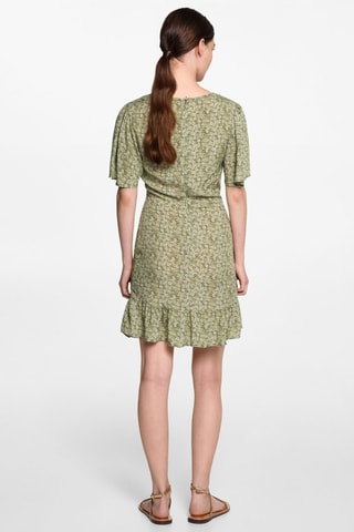 Robe à fleurs volantée - Vert