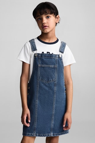 Robe chasuble courte en jean - Bleu