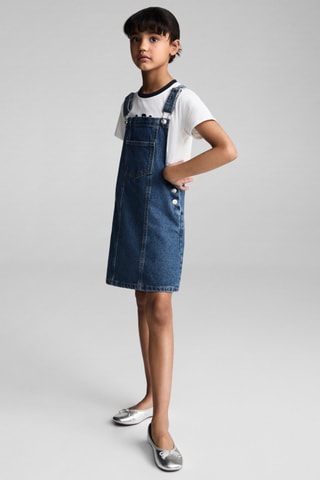 Robe chasuble courte en jean - Bleu