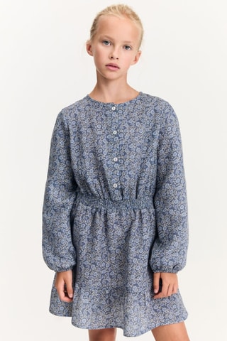 Robe fleurie boutons - Bleu