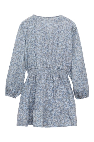 Robe fleurie boutons - Bleu