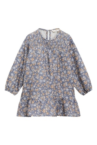 Robe à fleurs détail froncé - Bleu