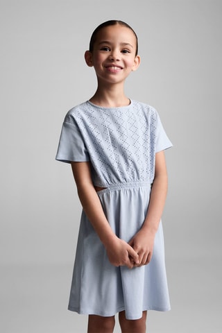 Robe brodée ouvertures latérales - Ciel