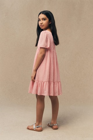 Robe brodée à volants - Corail