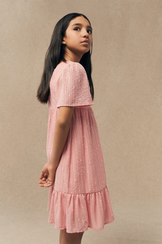 Robe brodée à volants - Corail