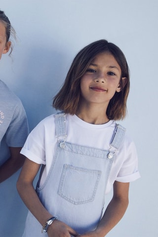 Robe chasuble courte en jean - Ciel