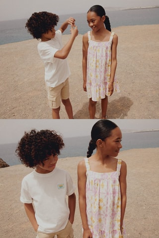 Robe coton imprimée - Mauve